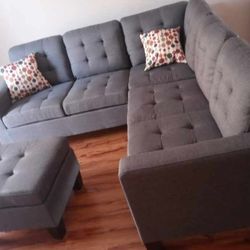 4pcs Sectional Sofá w/ottoman