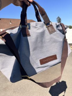 BRAND NEW Tommy Bahama blue denim overnight weekend Duffel bag. 