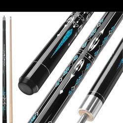 Pool Cue, 58"2-Piece Maple Wood Pool Cue Stick 20 oz  (Blue 20oz)