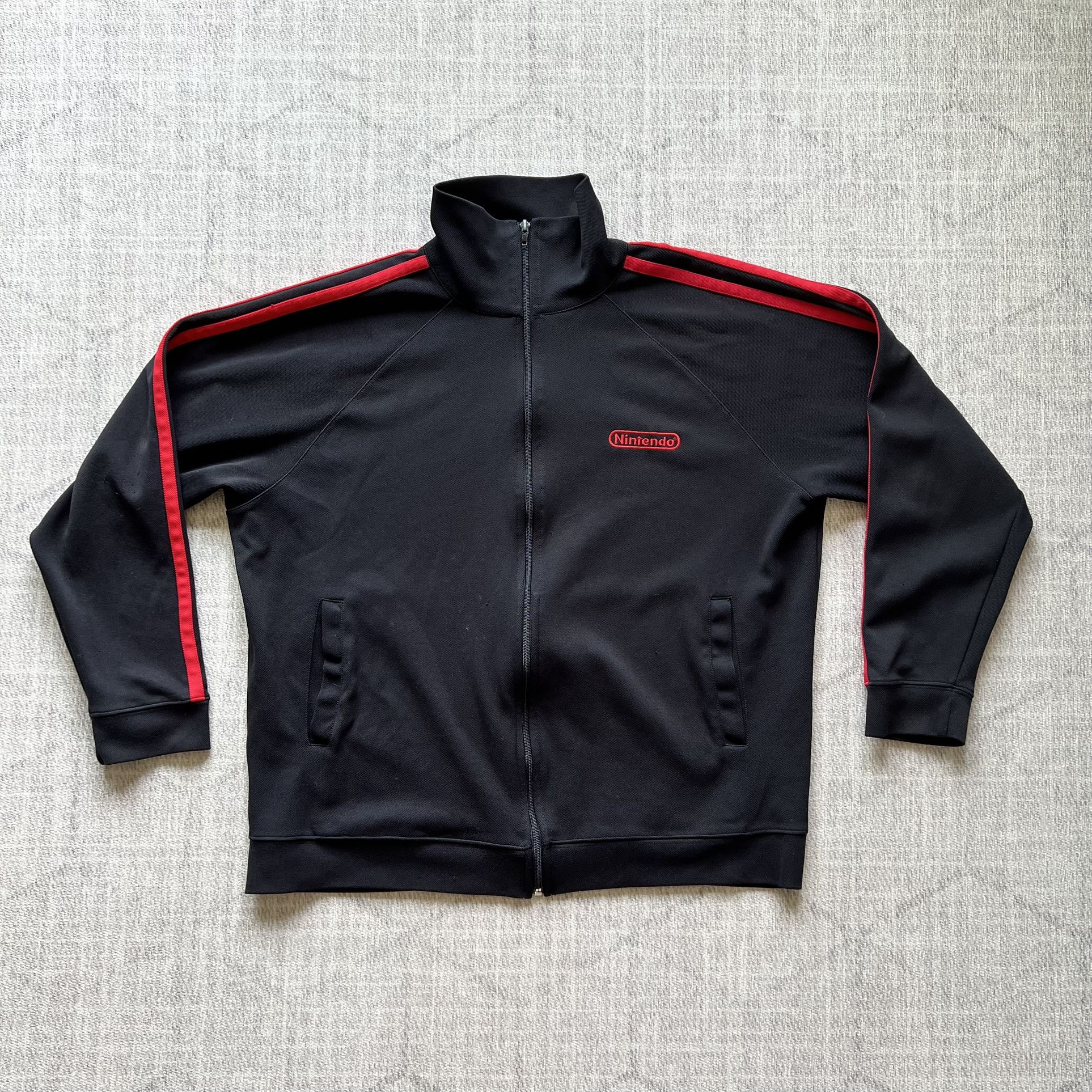 Vintage Nintendo Video Game Company Men’s Black Zip Up Track Jacket LARGE