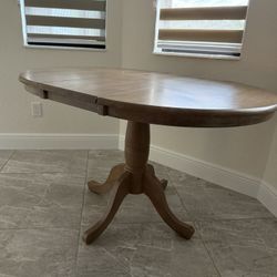 Solid Wood Round Dining Table with Pedestal Base