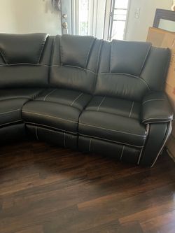 Black Vegan Leather Reclining Sectional Sofa