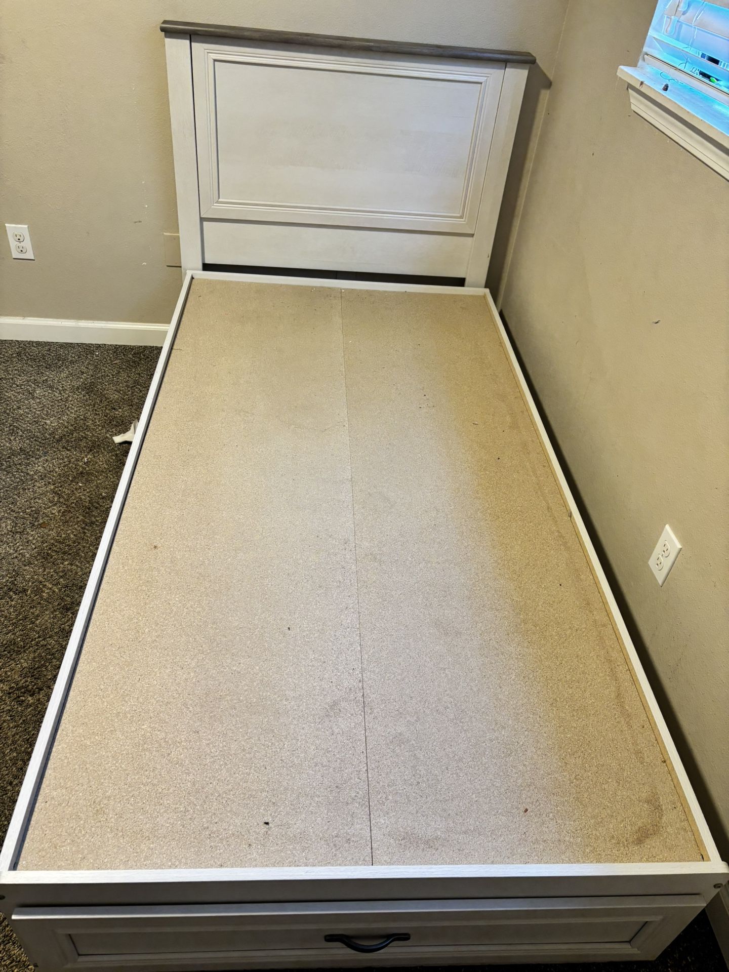 Off White Wood Twin Bed Frame