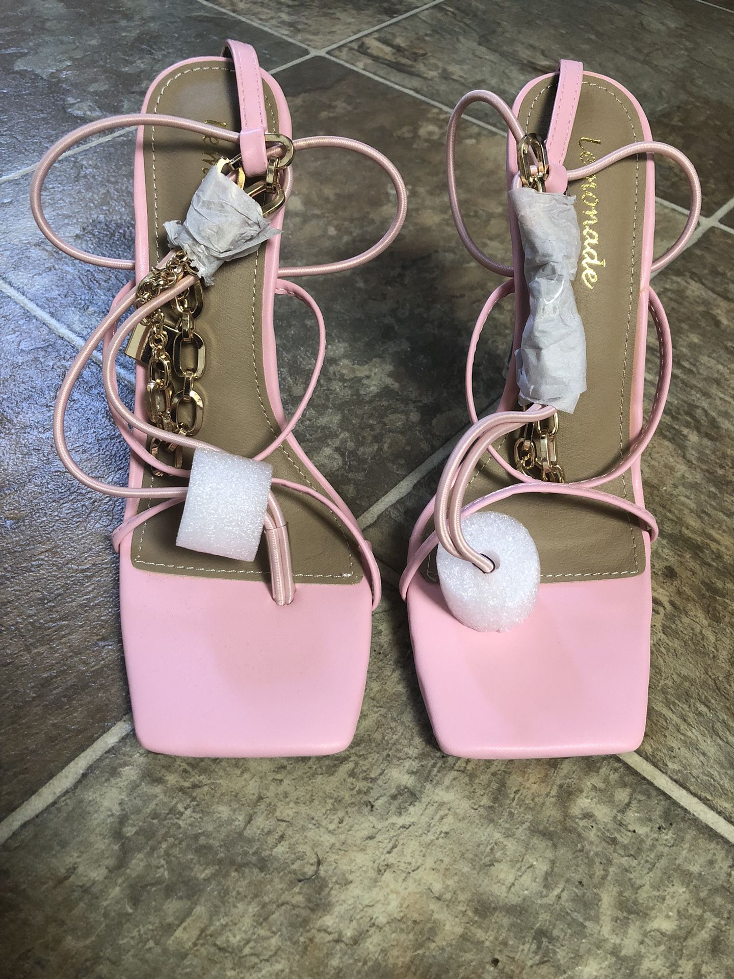 SEXY PINK STRAPPY HEELS, SIZE: 6.5 
