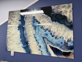 Blue agate stone tempered glass wall Art 60”x40”