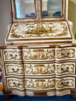 Chinoiserie Secretary Desk with Mirrors
