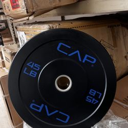 Barbell Olympic Rubber Bumper 45 lb Plate, Single, New