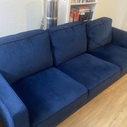 MCM Blue Velvet Couch 