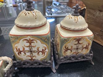 Canisters jars coffee sugar spices flour