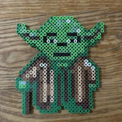 Handmade Star Wars YODA Perler Bead Art Pixel Art - Coaster or Display