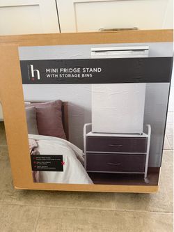Mini refrigerator stand with drawers
