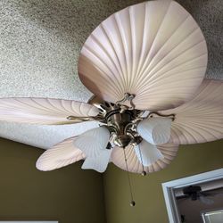 Ceiling Fan With Wireless Controller / Large Leaf Theme Fan Blades Bronze Finish 