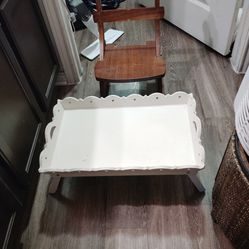 Antique little Rocking chair and a white antique food tray