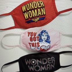 Variety 3-Pack of Licensed Pop Culture Wonder Woman Contoured Face Masks 4 Kids