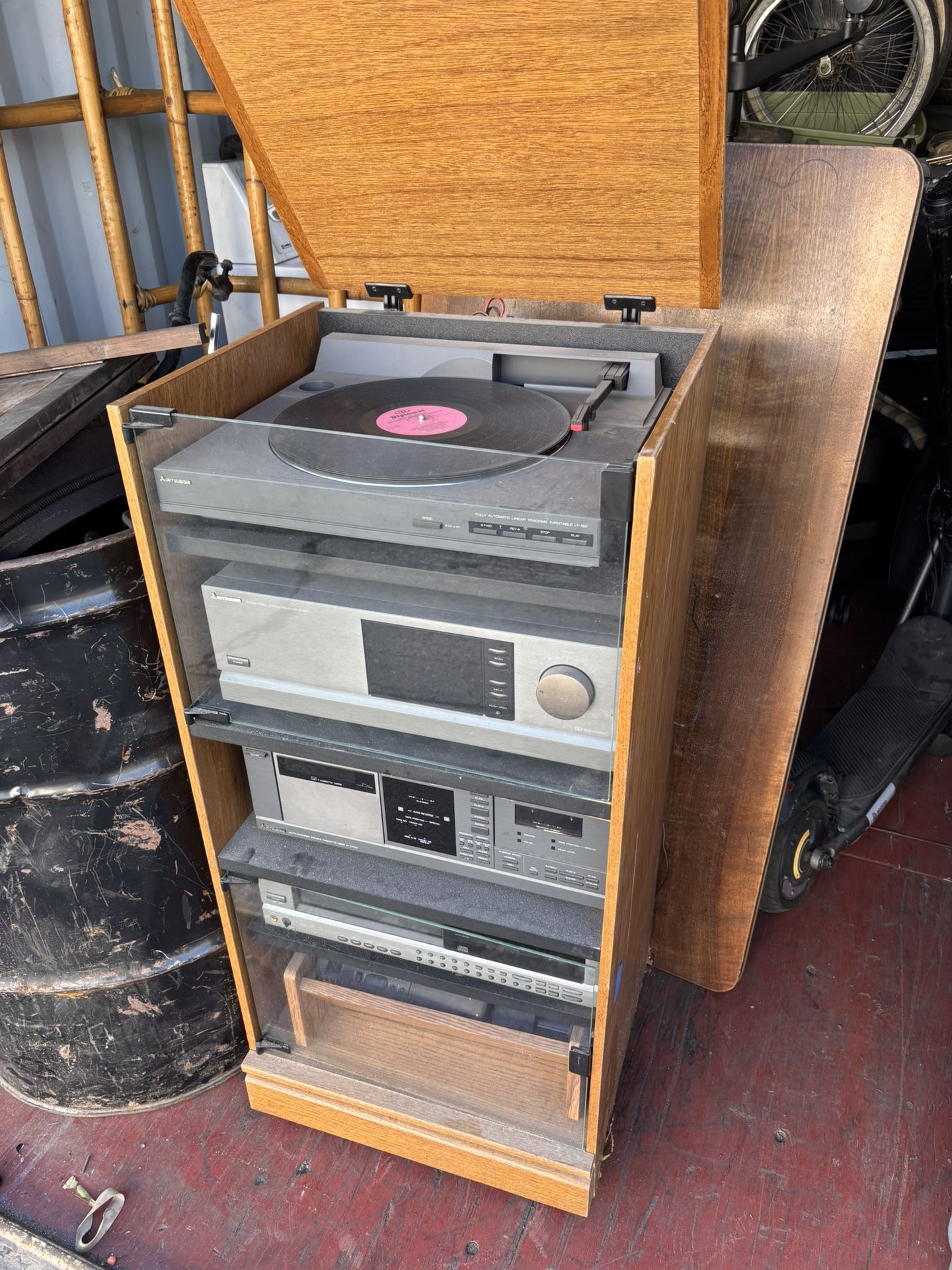 Cd Player Stack Record player cassette player CD Mitsubishi home entertainment stack ...
