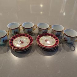 Victorian Tiger Yedi Fine Porcelain Japan Style Tea Cups - 12 Pieces