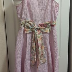 Pink Sleeveless Scoop Neck Sundress for Weddings