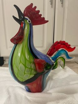 Vibrant glass rooster figurine