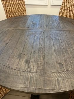 Round Extendable Rustic Wood Dining Table