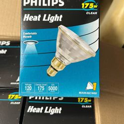 Philips 175w Clear Heat Lamp Bulb 120 volts 5000 hours Medium Base PAR38 
