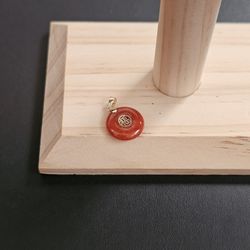 14k Gold Red Jade Pendant 