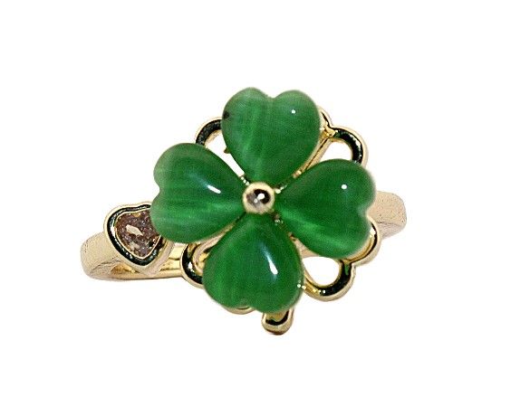 Spinning Four Leaf Clover Green Moonstone Adjustable Ring 144