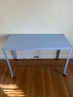 Rolling  Metal Desk - Light Blue