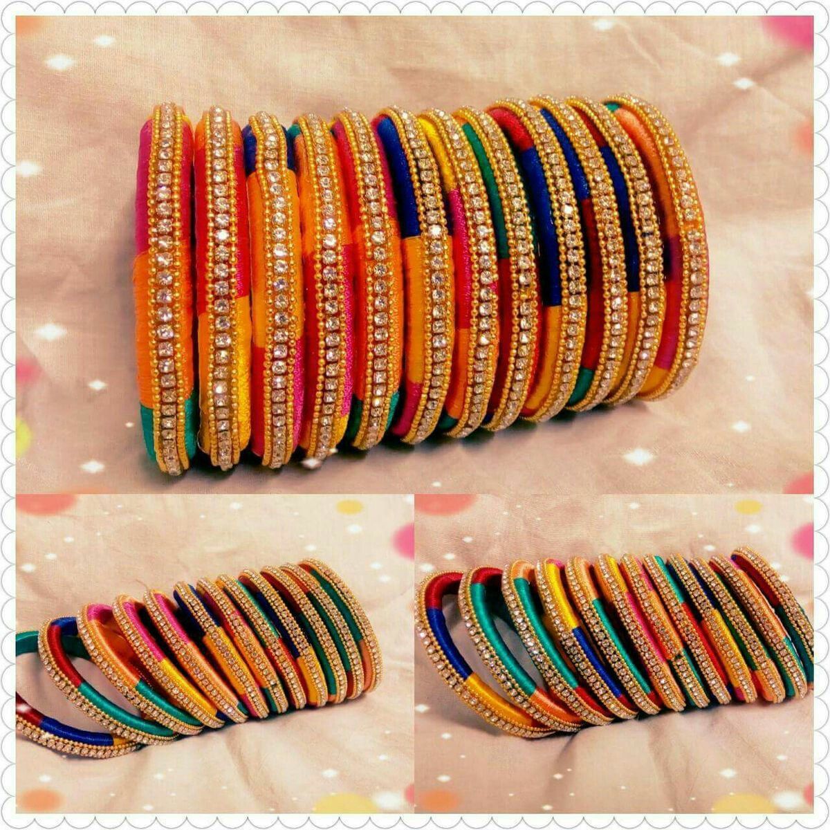 12 Hand made Silk Thread bangles from india