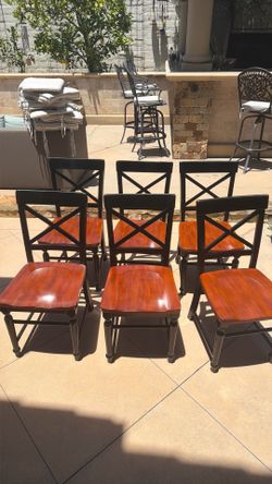 Set of 6 Wood Dining Kitchen Chairs