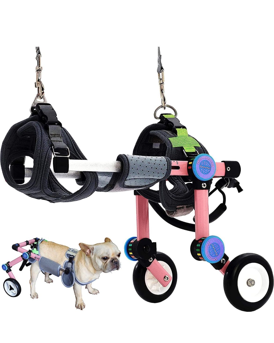 Adjustable Dog Cart/Wheelchair,Fordable Dog Wheelchair for Back Legs,Assist Small Pets with Paralyzed Hind Limbs to Recover Their Mobility 2 Colour 5-