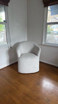 Light Gray Upholstered Barrel Accent Chair