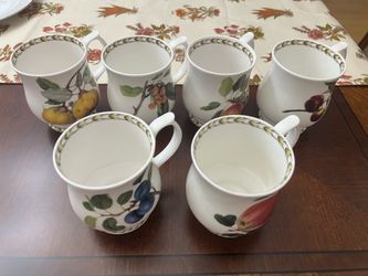 Queens fine bone china Royal Horticultural Society mugs (6)
