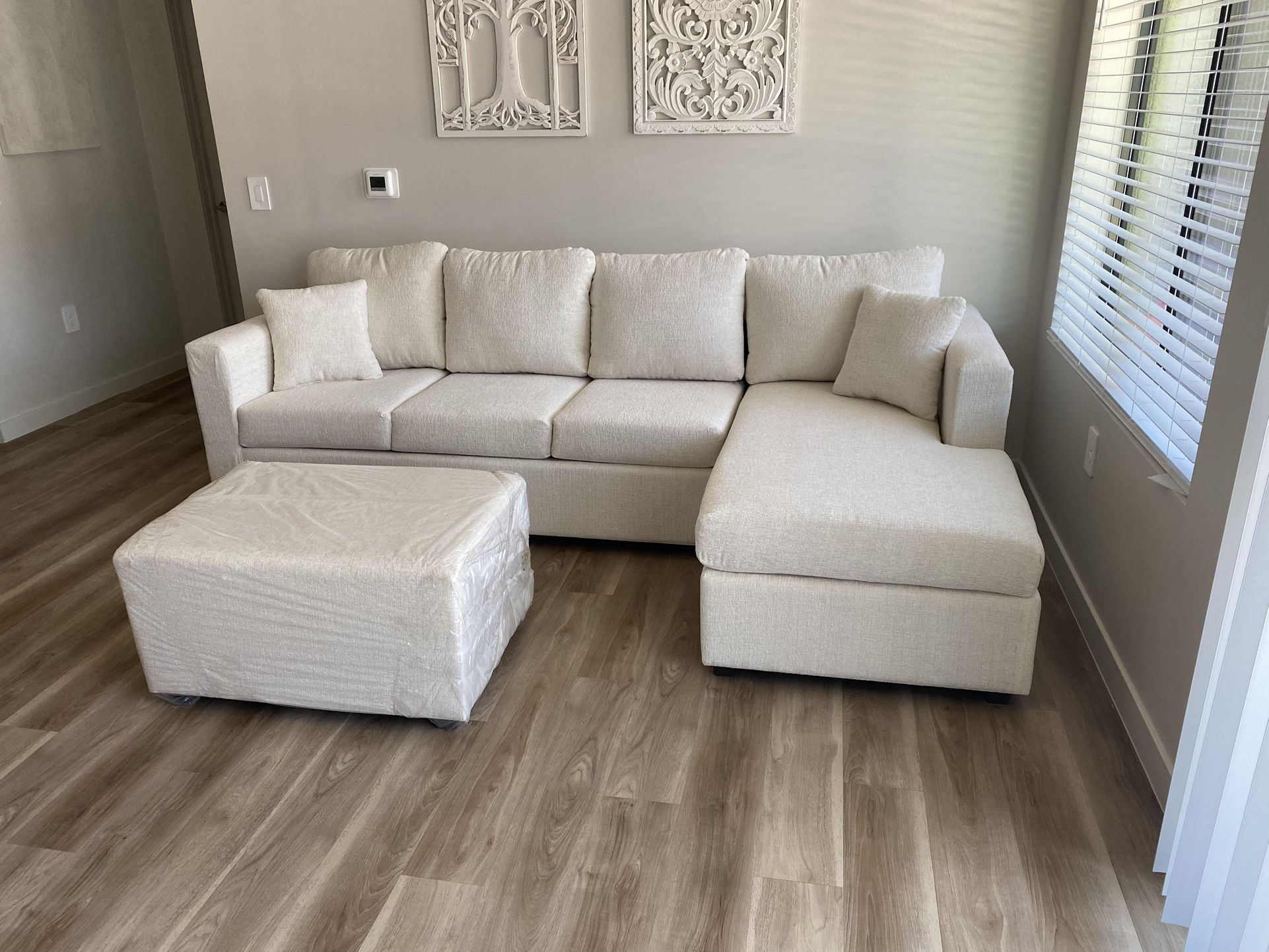 Brand New Cream Sectionals With Free Ottoman