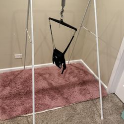 Jolly Jumper Classic (Grey) with Stand - Baby Jumper, Indoor Exercise Saddle Seat, Adjustable Height, for Infants