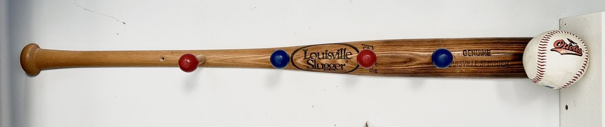 Baseball bat hat rack