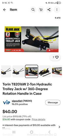 +4                   The Torin Black Jack T82016W 2-Ton Hydraulic Trolley