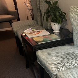 Two Metal And Glass Designer End Tables 