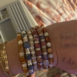 Variety of beautiful, semi precious stone stretch Bracelets