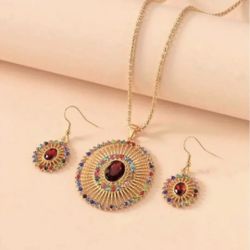 Multicolor Gold Plated Jewelry Set