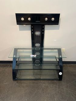 Glass TV Stand with Mount and Shelves