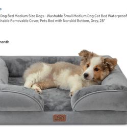 Bedsure Orthopedic Dog Bed Medium Size Dogs - Washable Small Medium Dog Cat Bed Waterproof, Comfort Cats Couch Sofa with Washable Removable Cover, Pet