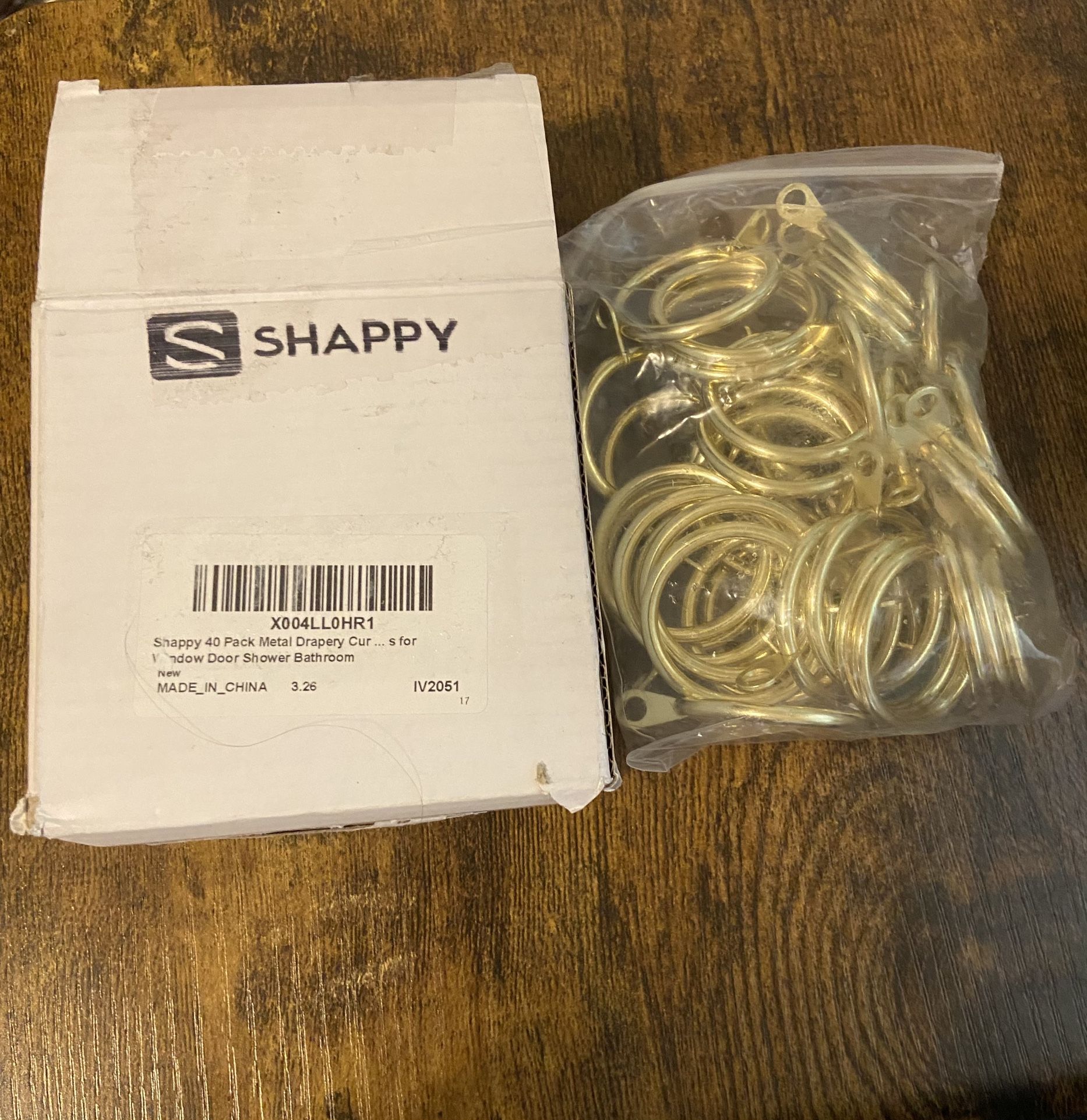Shappy 40 Pack Metal Drapery Curtain Rod Rings Gold