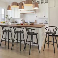 New assembled set of 4, 30 https://offerup.com/redirect/?o=aW4uQmxhY2s= Solid Wood Bar Stool for Kitchen Island Counter Stool with Spindle Back 