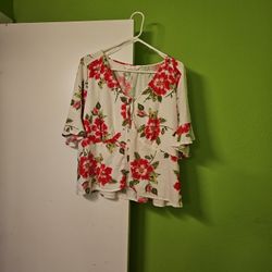 Linen Floral Blouse