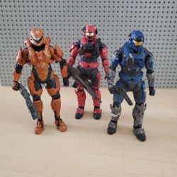 McFarlane Toys Halo Reach 2011 Spartan Blue Red Orange Lot of 3 Action Figures .