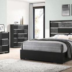 Blacktoft 4 PCS Bedroom Set Queen or King Bed Dresser Nightstand and Mirror 