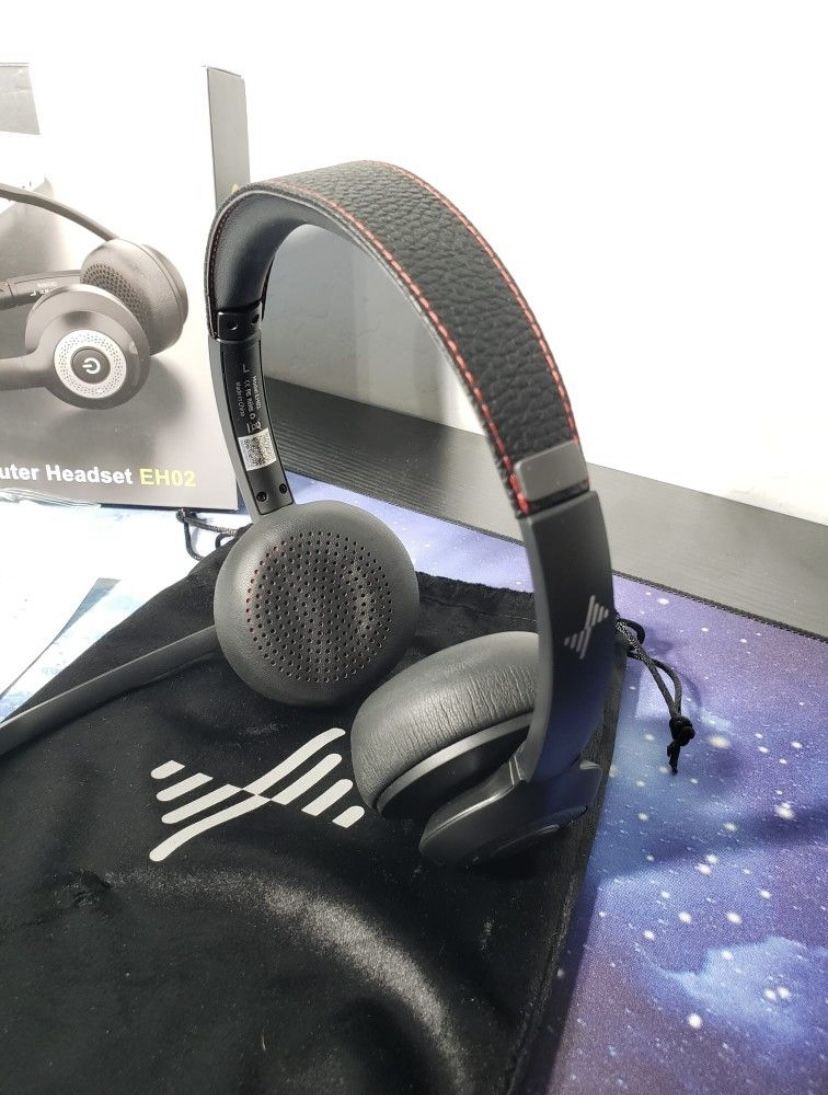 New Jiamqishi Wireless Headset W/ AI Noise Cancelling Microphone Bluetooth Headset, Bluetooth V5.2 Headphones W/ USB Dongle & Mic Mute for Computer/La