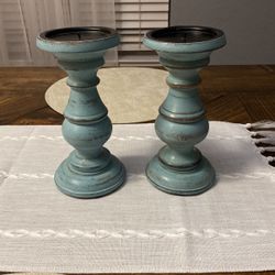 Turquoise Rustic Candle Holders
