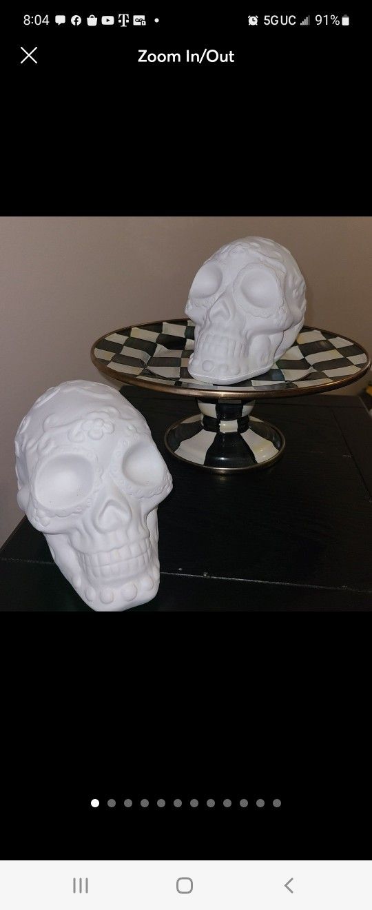 White Ceramic Halloween Sugar Skulls