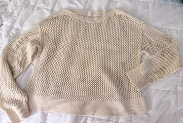 Old Navy Cream Open-Knit Long Sleeve Sweater
